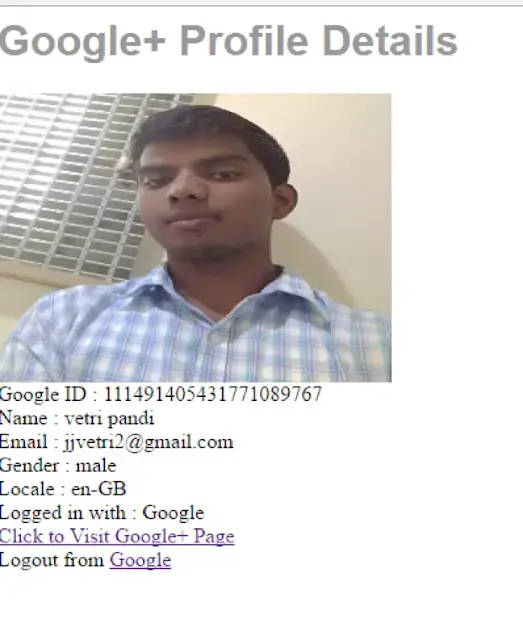 login using google plus api in php