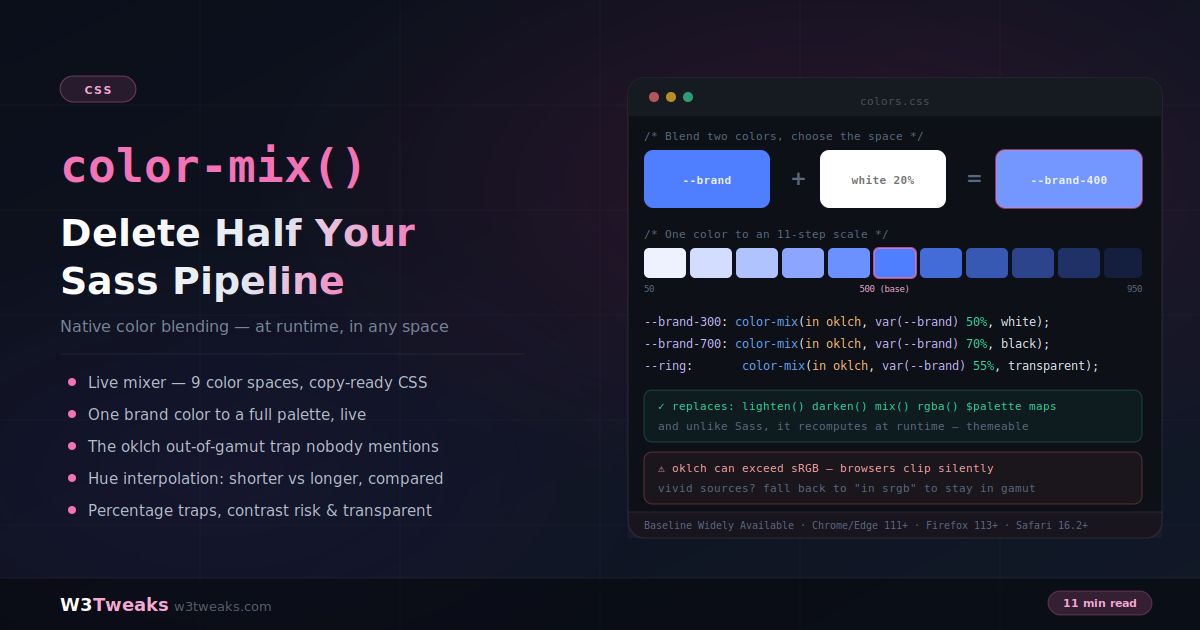 CSS color-mix(): Native Color Blending That Retires Your Sass Pipeline