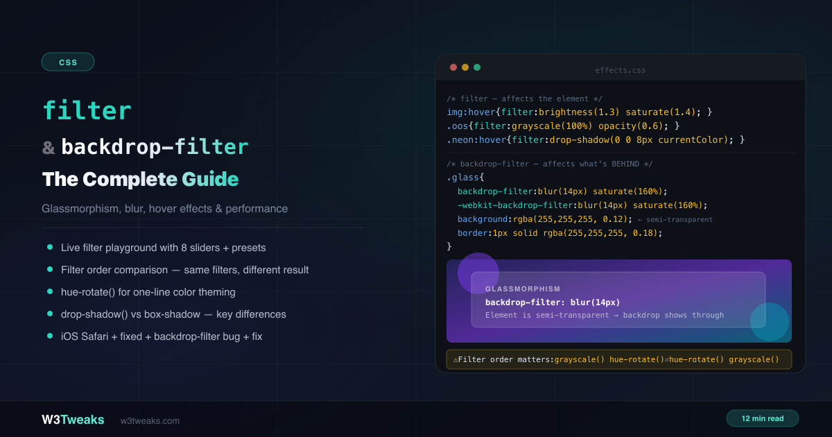 CSS filter & backdrop-filter: The Complete 2026 Visual Guide