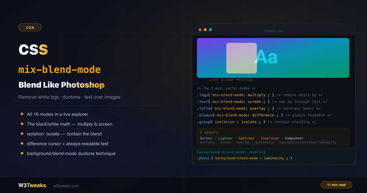 CSS mix-blend-mode: Blend Text, Images & Colors Like Photoshop (2026)