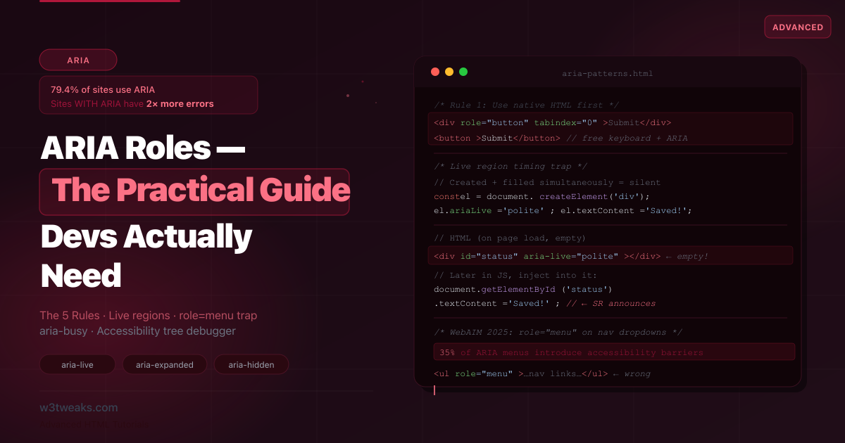 ARIA Roles — The Practical Guide Developers Actually Need