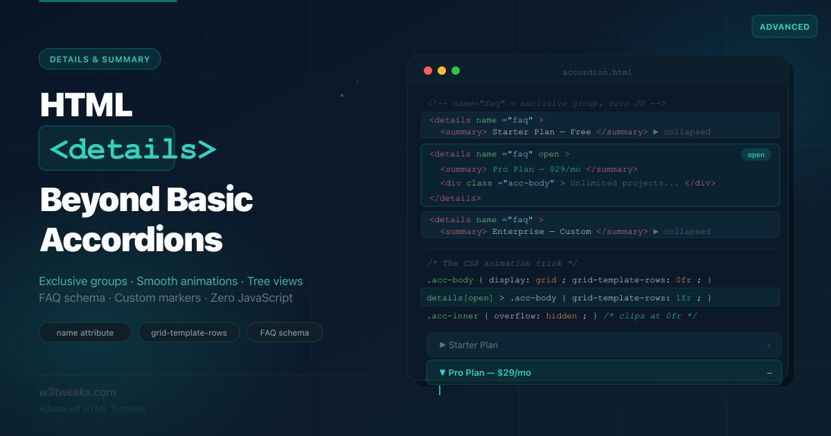 HTML details & summary — Beyond Basic Accordions