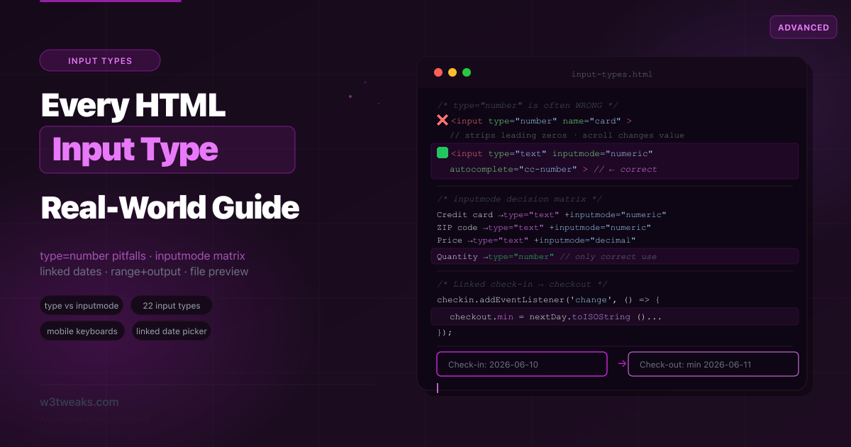 Every HTML Input Type — Real-World Use Cases & Mobile Keyboard Guide
