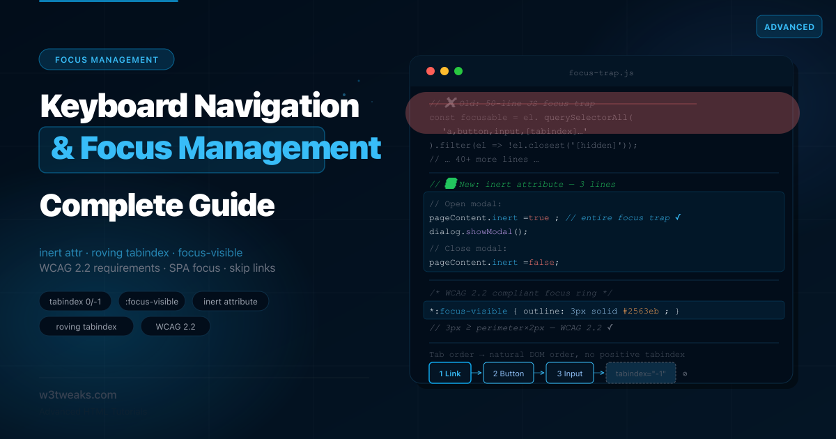 HTML Keyboard Navigation & Focus Management — The 2026 Complete Guide