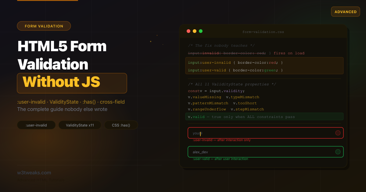 HTML5 Form Validation Without JavaScript — The Complete Guide