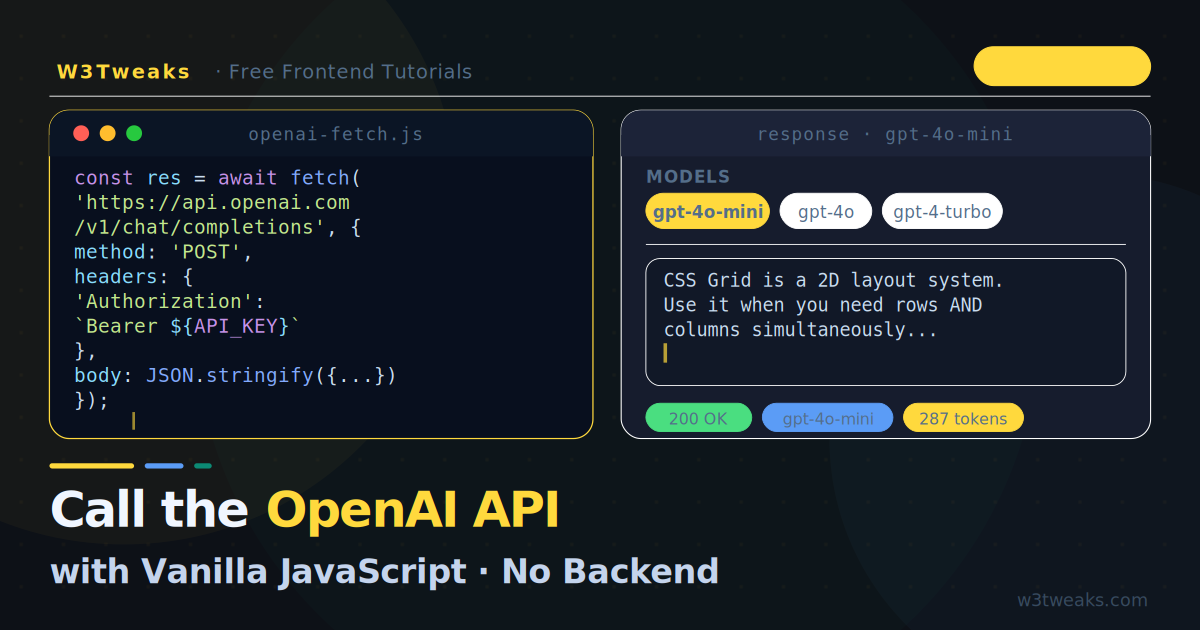 How to Call the OpenAI API with Vanilla JavaScript (No Backend Needed)