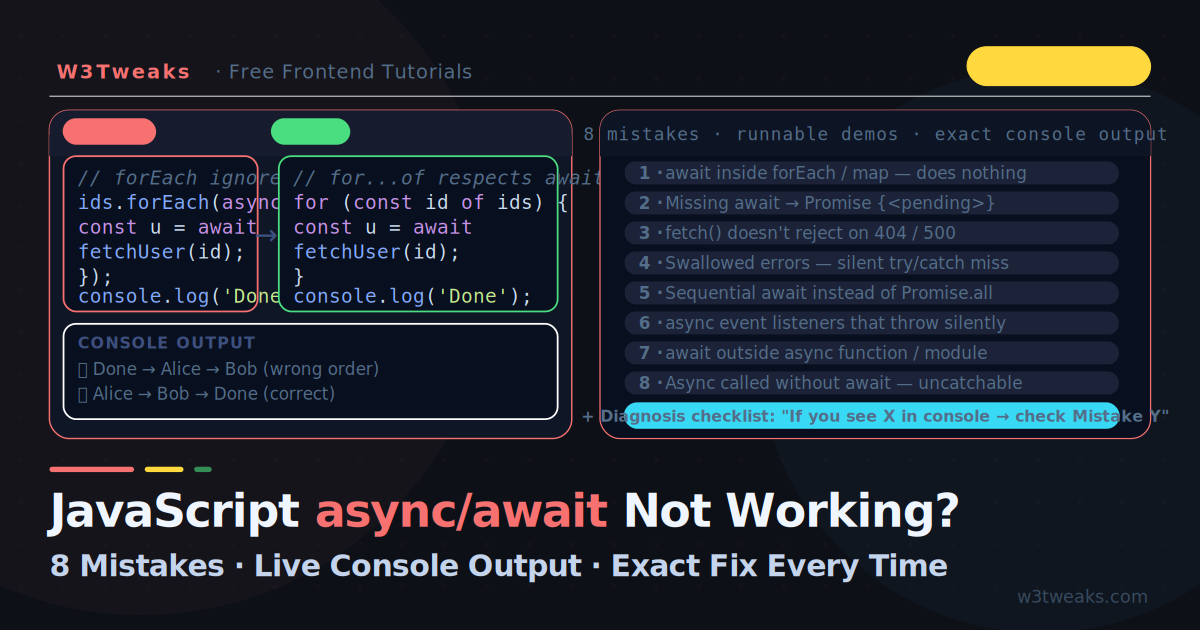 JavaScript async/await Not Working? 12 Mistakes That Break Your Code