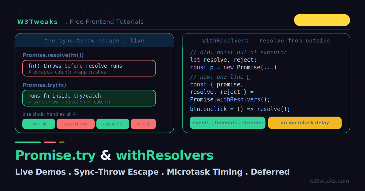 Promise.try & Promise.withResolvers: Cleaner Async (Live Demos)