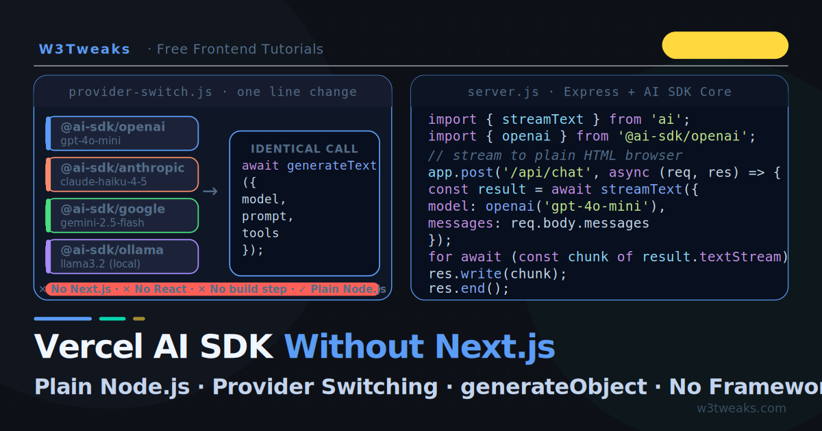 Vercel AI SDK in Plain JavaScript (No Next.js)