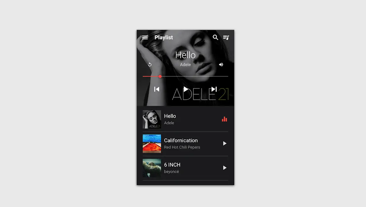 Material music player