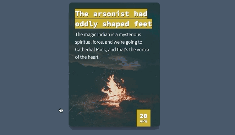 100 Creative CSS Cards 54 The Image with a and .date that all:hovers
