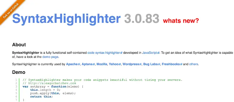 List all top best Javascript Syntax Highlighters framework collections 2