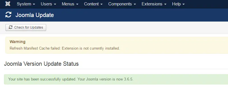 Joomla 3 – Refresh Manifest Cache failed: Extension is not currently installed