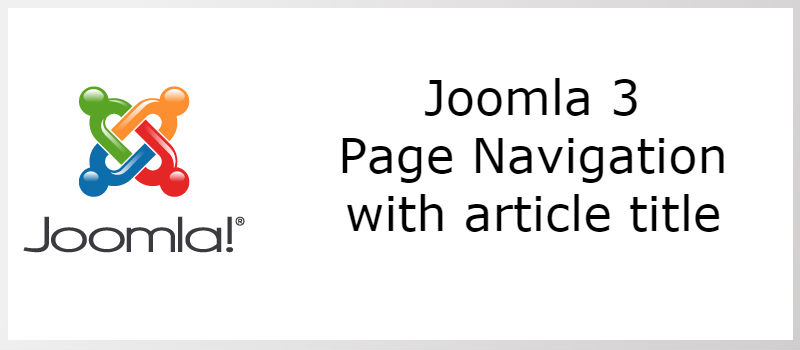 Joomla 3 – Page Navigation With Titles