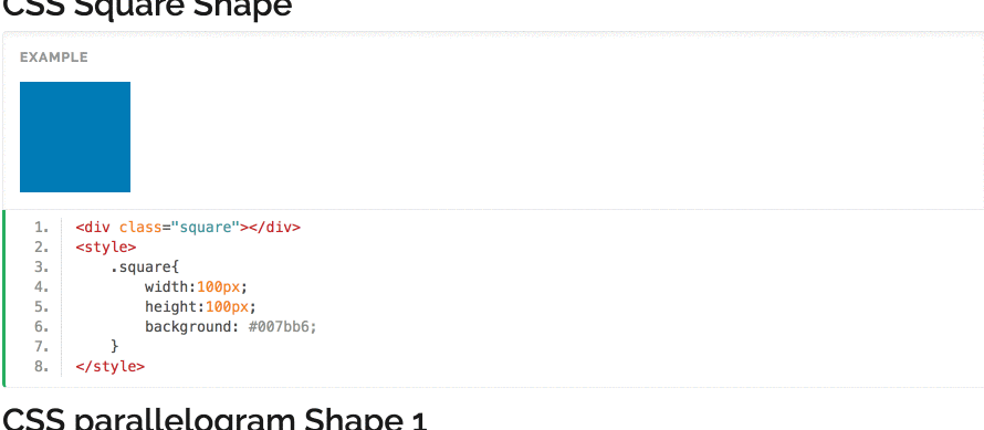 Display shapes in html using CSS 3