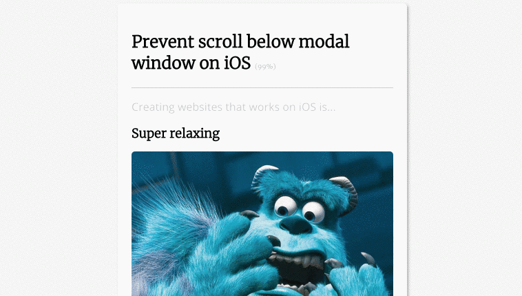 Prevent scroll below modal window on iOS 2