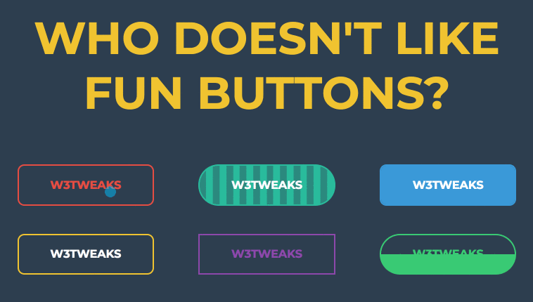 CSS designed buttons with animated hover effects 3