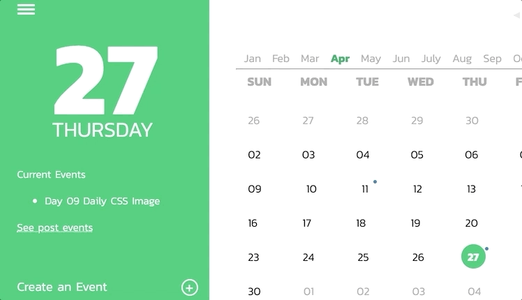Daily CSS Images Calendar design 5