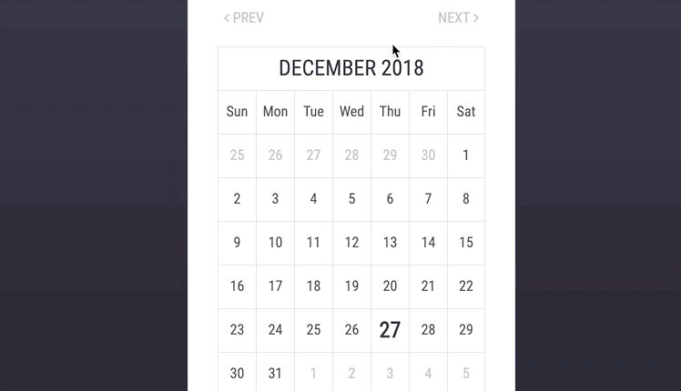 Flat and Simple Calendar