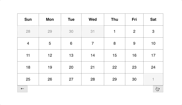 Simple vanilla js calendar 1