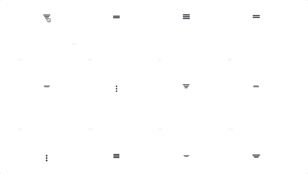 36 CSS Hamburger Menu Icons 34 Randomly generated Pure CSS menu icons with markup and SCSS