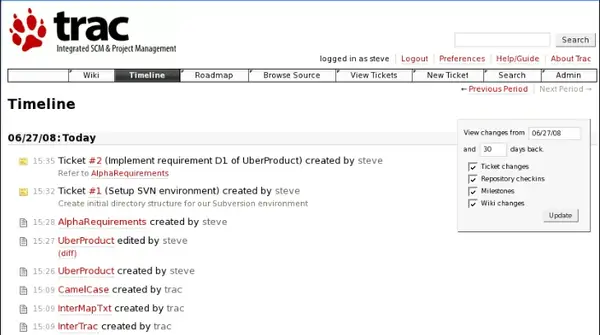 9 Web-based project management and bug tracking systems 9 Trac